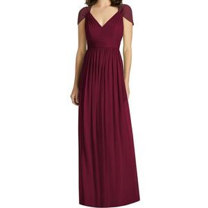 Jenny Packham Style JP1021 Cabernet Chiffon Cap Sleeve Gown Size 10